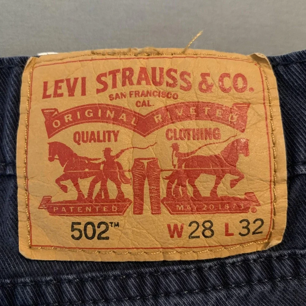Levis‎ 502 Jeans Mens 28x32 Navy Blue Stretch Tapered Leg Denim Pants Casual